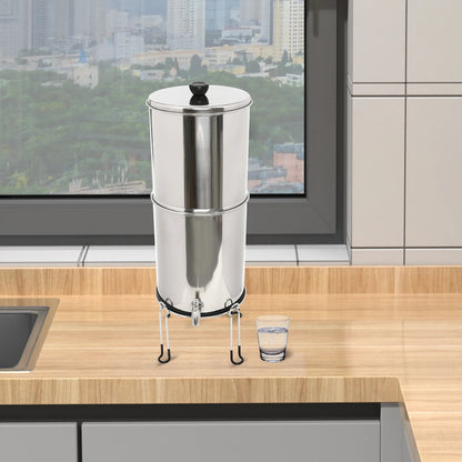 Système de Filtration d’Eau par Gravité – 2,25 Gallons en Acier Inoxydable avec 2 Filtres à Charbon Chargés à l’Argent Ma boutique