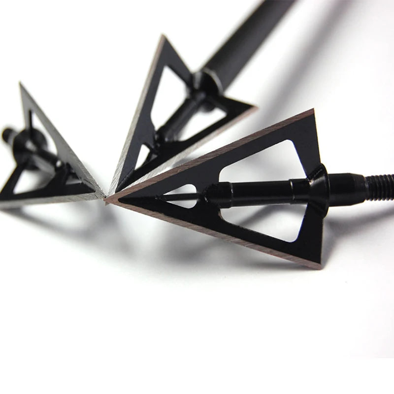 3/6/12/24/60pcs Broadheads Hunting 3 Blades Arrowheads Black Tip Steel For Bow And Crossbow Arrow Head Stainless Steel BLACKBEARD OUTDOOR INDUSTRIES