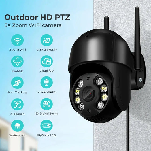 Caméra de Surveillance Extérieure PANEPO A8H – 8MP WiFi | Zoom 4X | Vision Nocturne Couleur | Détection Humaine AI | Étanche IP66 Ma boutique