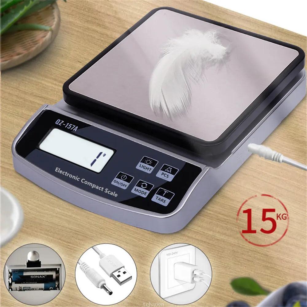 Balance Électronique de Cuisine 15KG / 3KG – Rechargeable USB, Haute Précision, Étanche, Multifonction Ma boutique