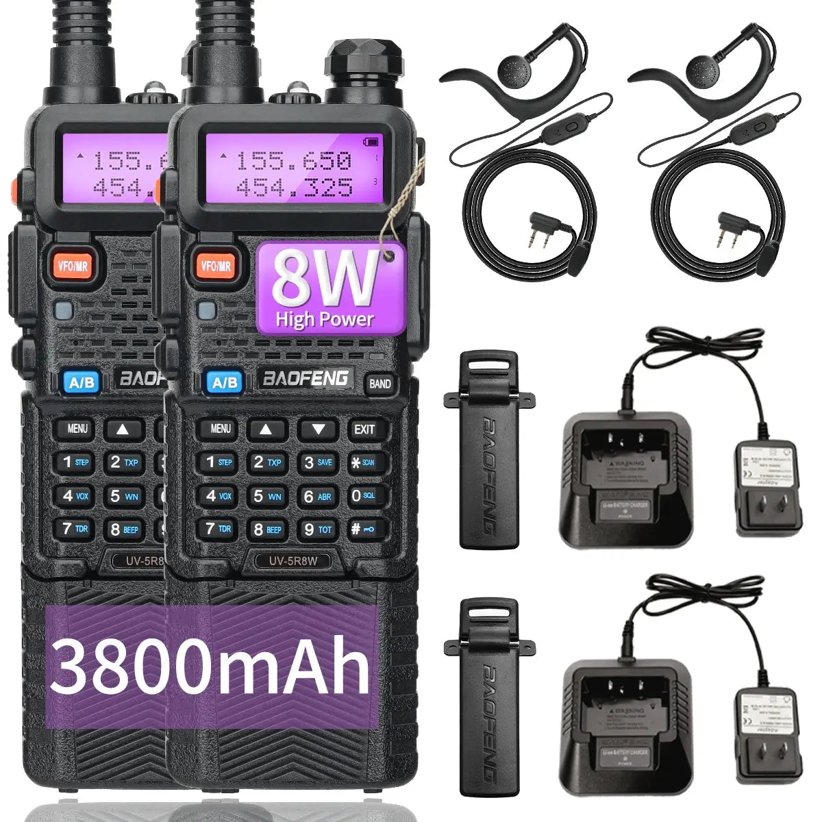 Baofeng UV-5R 8W – Radio Bidirectionnelle Haute Puissance | Jusqu’à 15 km de Portée Ma boutique