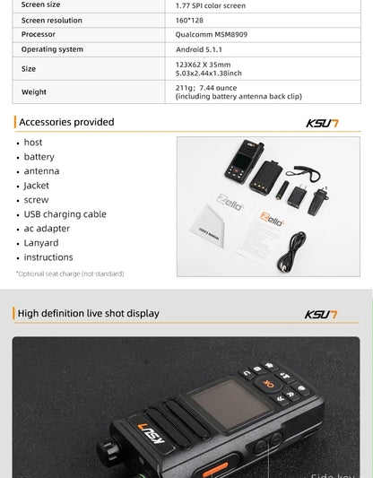 KSUT ZL18 Talkie-Walkie Professionnel 4G WiFi Zello POC — Communication Sans Limite - BLACKBEARD OUTDOOR INDUSTRIES