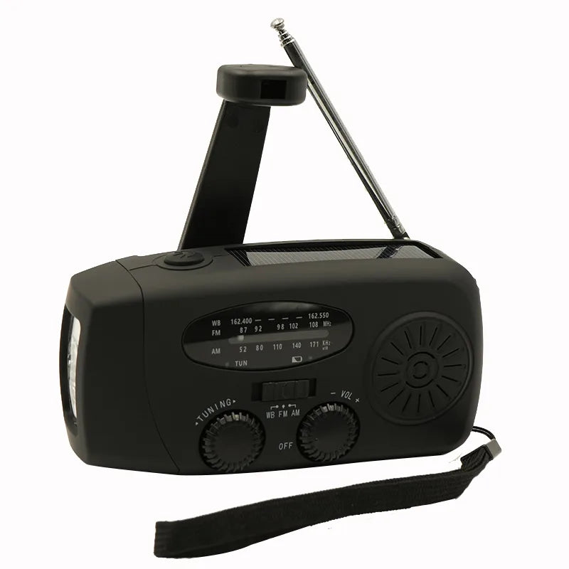 Radio Portable d'Urgence Rechargeable 2000mAh – Radio Solair, Manivelle et USB avec Flashlight, Radio AM/FM/SW, Radio Météo pour Survie, Batterie Rechargeable et Chargeur de Secours - BLACKBEARD OUTDOOR INDUSTRIES