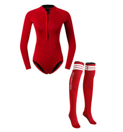 Combinaison Bikini Néoprène Femme 2MM avec Bas – Maillot de Bain Longues Manches Surf, Plongée, Snorkeling, Natation - BLACKBEARD OUTDOOR INDUSTRIES