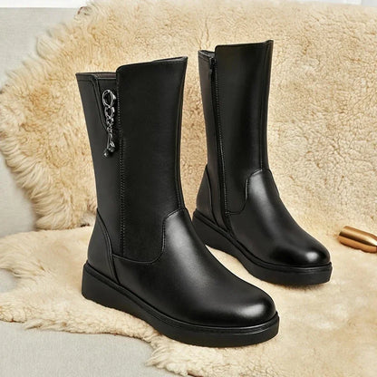 Bottes Neige Femme en Cuir – Fourrées Laine Épaisse | Confort & Chaleur | Tailles 35 à 43 - BLACKBEARD OUTDOOR INDUSTRIES