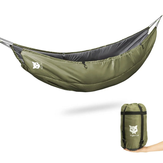 Night Cat Hammock Underquilts – Couverture Isolante pour Hamac, Sac de Couchage Léger 4 Saisons, Doux et Chaud, 5-20℃, 8x3.6 ft - BLACKBEARD OUTDOOR INDUSTRIES