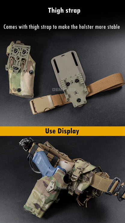 Holster Tactique de Cuisse pour Glock 17/19 avec Lampe X300/X300U – Droitier – Système à Déverrouillage Rapide Ma boutique
