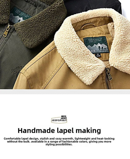 Autumn Winter Men's Cotton Thick Warm Fleece Jackets Stand Collar Fleece Lined Outdoor Workwear Warm Casual Style New Arrival BLACKBEARD OUTDOOR INDUSTRIES