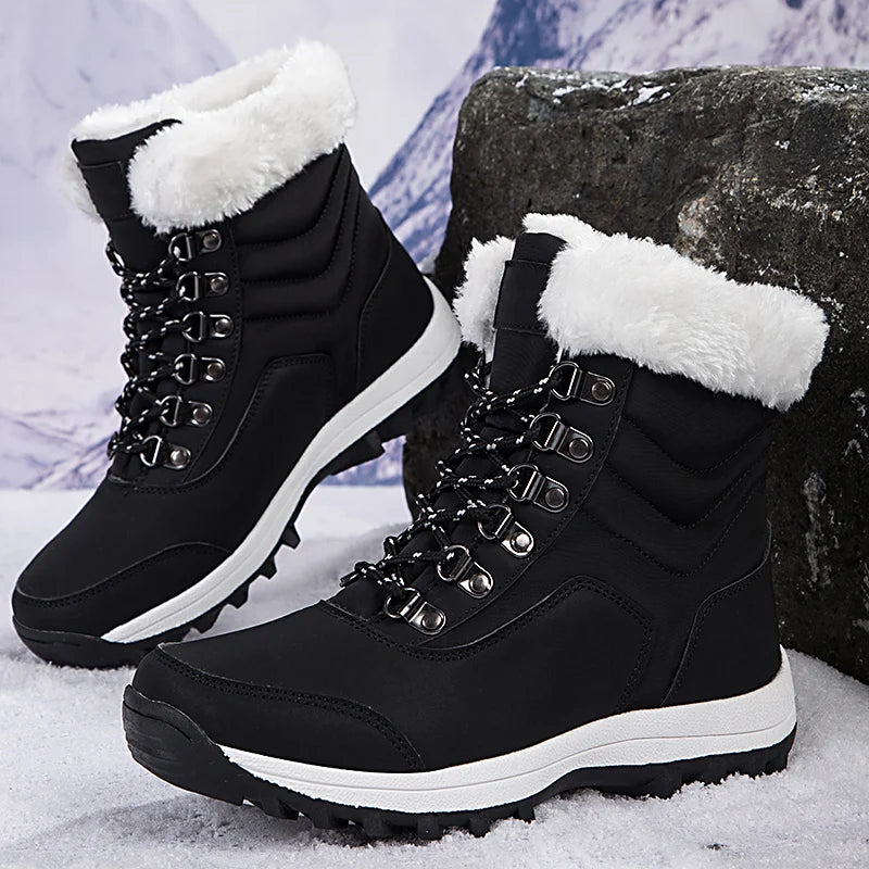 Bottes de Neige Femme Hiver 2024 – Sneakers Chaudes à Fourrure, Semelle Épaisse, Imperméables – Bottines Mi-mollet Outdoor - BLACKBEARD OUTDOOR INDUSTRIES