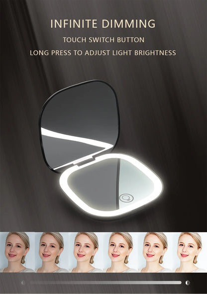 Mini Miroir de Maquillage Pliable avec LED – Grossissement 5x / 10x, Rechargeable, Miroir de Poche Compact - BLACKBEARD OUTDOOR INDUSTRIES