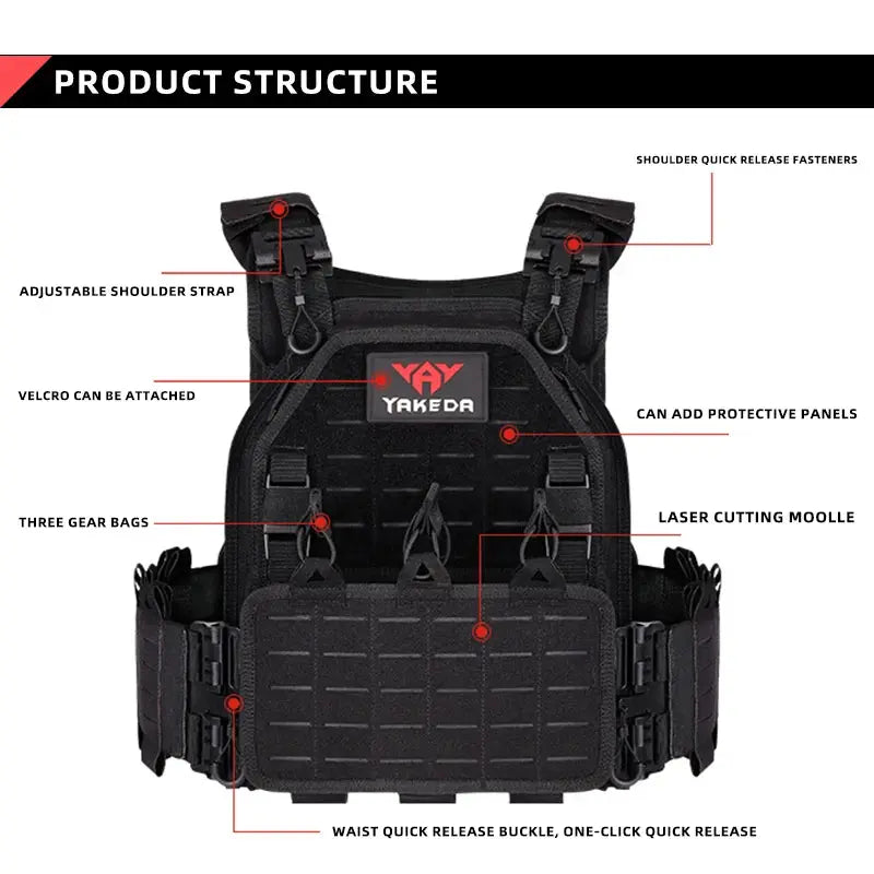 YAKEDA Tactical Vest 6094 – Gilet Tactique Multifonction Certifié CE Ma boutique