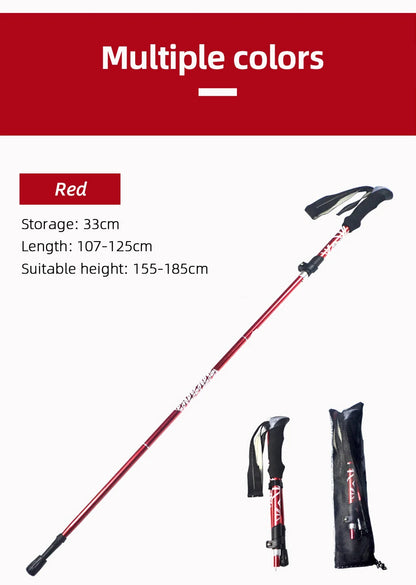 Bâton de Randonnée Pliable 5 Sections – PACOONE | Léger, Télescopique & Portable – 130 cm - BLACKBEARD OUTDOOR INDUSTRIES