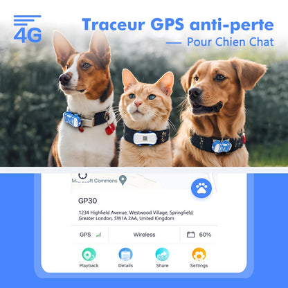 Traceur GPS 4G pour Chien & Chat – Étanche, Localisation en Temps Réel, Son/Lumière, Application Mobile Incluse Ma boutique
