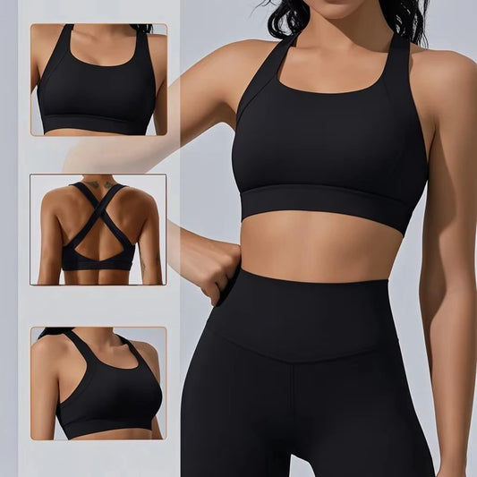 Mileegirl – Brassière de Sport Femme à Fort Maintien | Bretelles Larges & Dos Croisé | Yoga, Fitness, Running - BLACKBEARD OUTDOOR INDUSTRIES