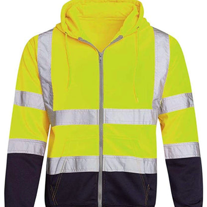 Sweat à Capuche Réfléchissant Haute Visibilité - Vêtement de Travail de Protection, Coloris Bloc, Fermeture Éclair - BLACKBEARD OUTDOOR INDUSTRIES