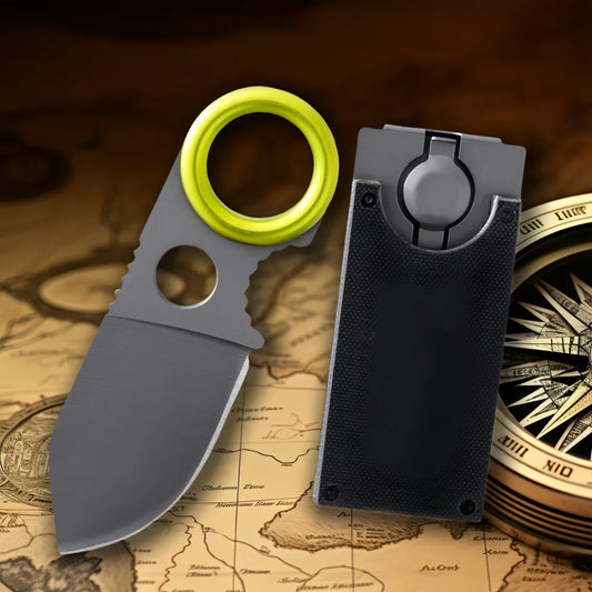 Couteau de poche EDC portable 3,5" avec étui – Couteau carte multifonction en acier inoxydable pour auto-défense et porte-clés - BLACKBEARD OUTDOOR INDUSTRIES