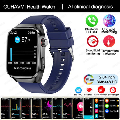 Montre Connectée Homme 2025 – Suivi Santé Avancé ECG+PPG – Surveillance Acide Urique & Lipides – Appels Bluetooth – Écran 2.04” AMOLED – Pour Android & iOS - BLACKBEARD OUTDOOR INDUSTRIES