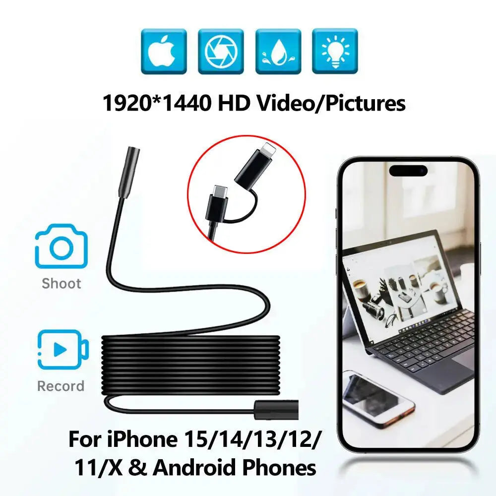 Caméra Endoscope 5.5/8mm pour Smartphone Android & iPhone | Inspection Automobile & Canalisation | Étanche IP67 | HD 3MP Ma boutique