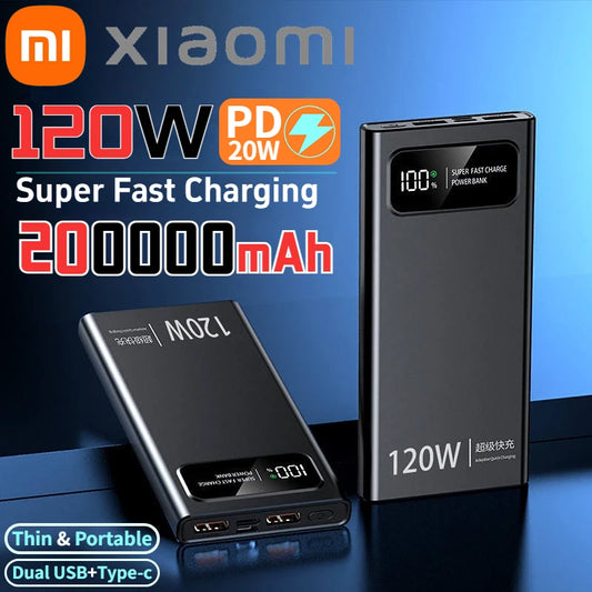 Batterie Externe Xiaomi 200000mAh – 120W Super Charge – Charge Ultra-Rapide Multi-Appareils – Écran LED – Type-C/USB-A - BLACKBEARD OUTDOOR INDUSTRIES