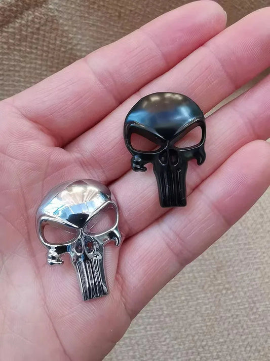 Autocollant métallique 3D tête de mort Ma boutique