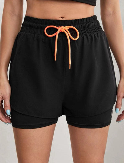 Short de Sport Femme 2-en-1 Mermaid Curve – Respirant, Séchage Rapide, Taille Cordon, Graphique Lettre - BLACKBEARD OUTDOOR INDUSTRIES