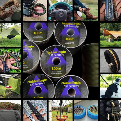 Corde Paracorde Militaire 550 – 100M / 50M / 31M – 7 Brins – 4 mm – Corde de Parachute pour Extérieur, Survie, Bricolage, Camping, Bracelet, Ligne de Tente - BLACKBEARD OUTDOOR INDUSTRIES