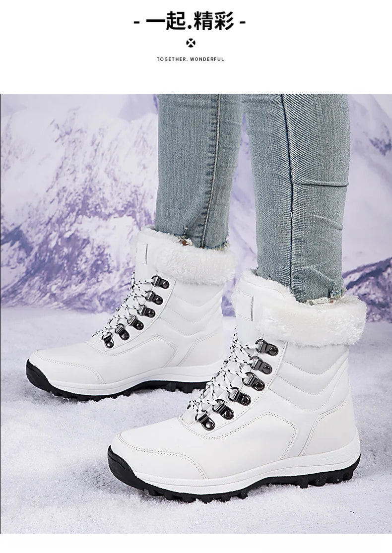 Bottes de Neige Femme Hiver 2024 – Sneakers Chaudes à Fourrure, Semelle Épaisse, Imperméables – Bottines Mi-mollet Outdoor - BLACKBEARD OUTDOOR INDUSTRIES