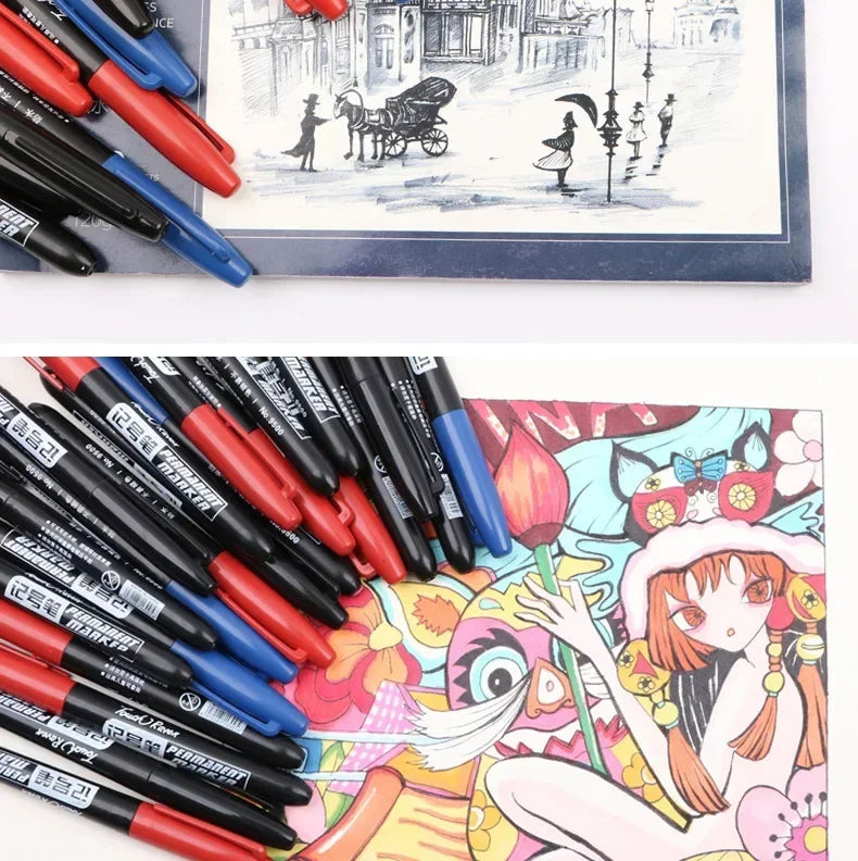 Lot de 6 Marqueurs Permanents – Pointe Fine et Moyenne Ma boutique