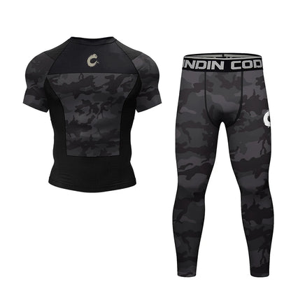 Ensemble T-shirt Rashguard Jiu Jitsu No Gi + Shorts MMA – Compression et Confort pour Hommes, Idéal pour Boxe, Jiu Jitsu, Kickboxing, Muay Thai - BLACKBEARD OUTDOOR INDUSTRIES