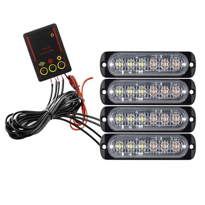 Éclairage de Calandre avant LED 12V/24V avec Lumières Stroboscopiques d'Alerte - Lampe de Signalisation Jaune et Blanche BLACKBEARD OUTDOOR INDUSTRIES