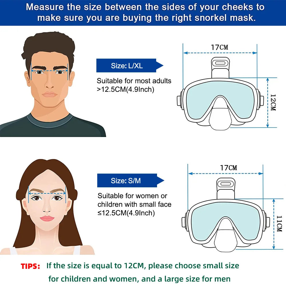 Masque de Plongée Demi-Visage avec Tuba pour Enfants et Adultes – Anti-Buée, Étanche, Respirabilité Sécurisée - BLACKBEARD OUTDOOR INDUSTRIES