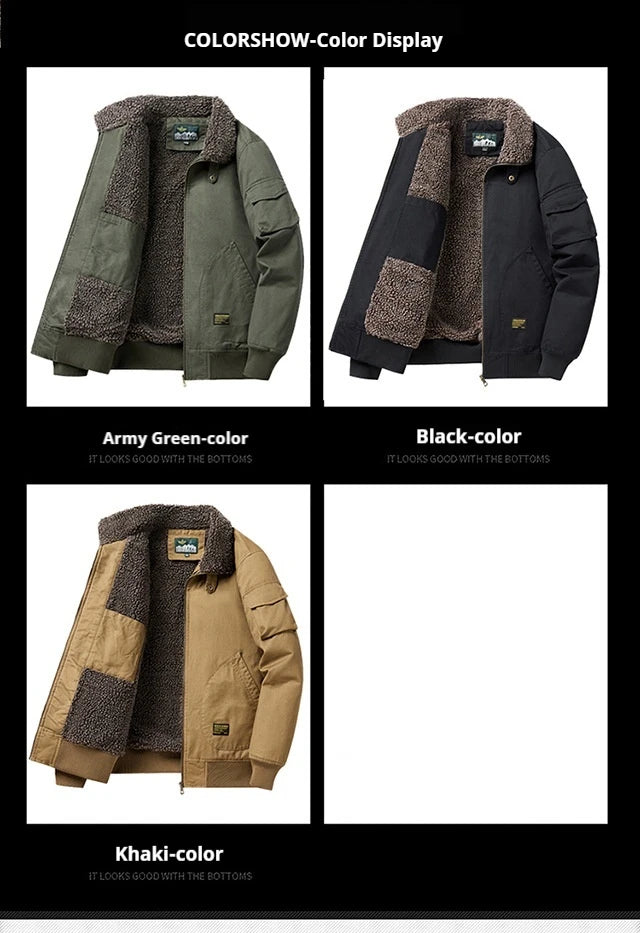 Veste d'Hiver Homme – Bombardier avec Doublure en Laine, Veste à Col Roulé, Manteau en Coton Chaud et Douillet – Parfaite pour les Voyages et le Travail BLACKBEARD OUTDOOR INDUSTRIES