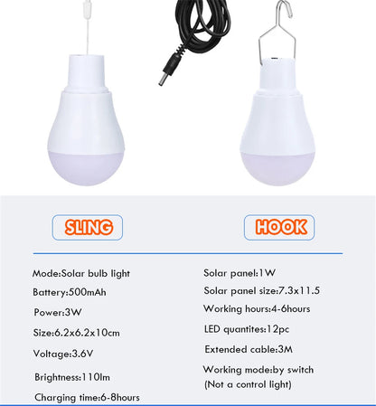 Lampe Solaire Portative à LED - Lampe Rechargeable pour Camping, Tente, Pêche Nocturne, Urgence et Énergie Solaire - BLACKBEARD OUTDOOR INDUSTRIES