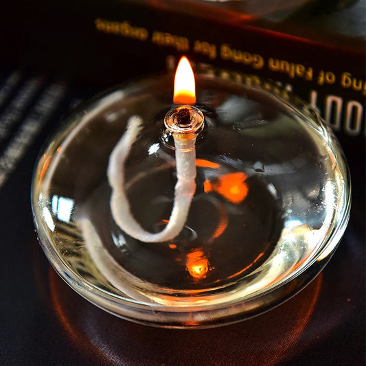 Porte-Bougie en Verre Transparent - Lampe à Huile avec Mèche – Décoration Rustique pour Mariage, Anniversaire, Dîner, Table d'Intérieur - BLACKBEARD OUTDOOR INDUSTRIES