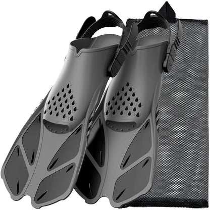 Palmes de Plongée Réglables Adulte – Fins Courtes en Silicone Ouvertes au Talon, Natation, Snorkeling, Voyage - BLACKBEARD OUTDOOR INDUSTRIES