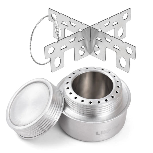 Réchaud à alcool mini en alliage d'aluminium LIXADA avec couvercle et support croisé - BLACKBEARD OUTDOOR INDUSTRIES