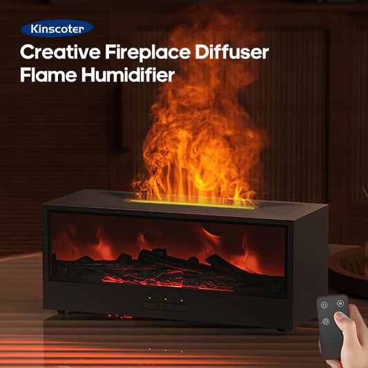 Diffuseur d'huiles essentielles Imitation Cheminée – 150ml, Sans Eau, Arrêt Automatique, Effet Flamme Colorée, avec Télécommande - BLACKBEARD OUTDOOR INDUSTRIES