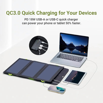 ALLPOWERS Chargeur Solaire Pliable 21W avec Batterie 10000mAh – USB-C / USB-A / Type-C – Étanche & Ultra-Efficace - BLACKBEARD OUTDOOR INDUSTRIES