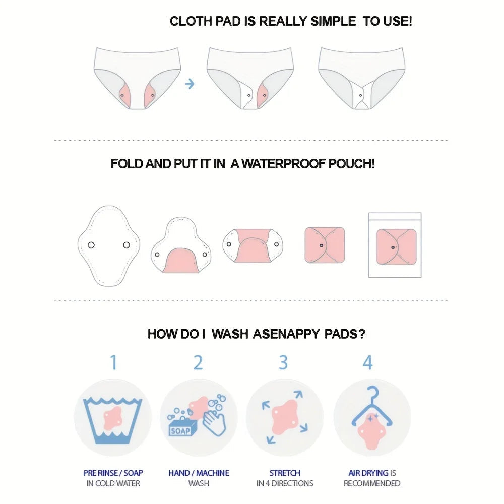 5 pcs Serviettes Hygiéniques Réutilisables – Protège-slips Lavables pour Femmes Ma boutique