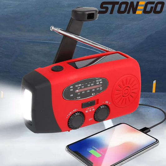 📻 Radio d’Urgence Solaire et Manuelle – STONEGO 3-en-1 avec Lampe Torche & Batterie 2000mAh Ma boutique