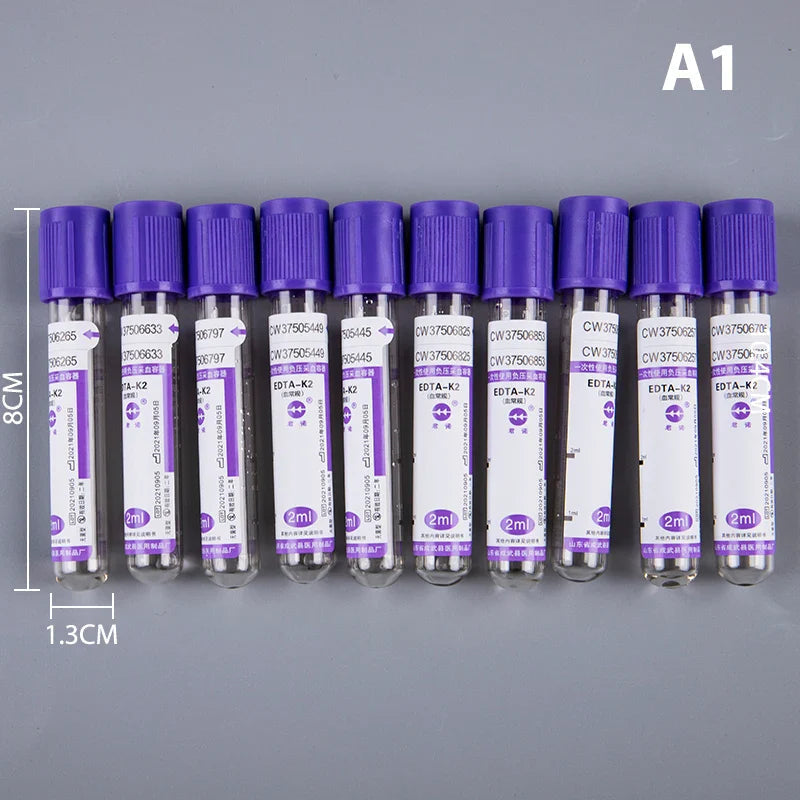 10 pcs Tubes de Prélèvement Sanguin Sous Vide Jetables EDTA-K2 avec Bouchon – 2 ml / 5 ml Ma boutique