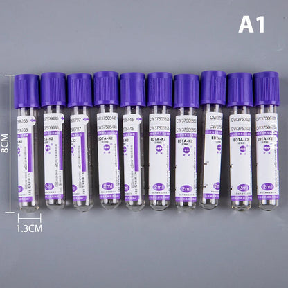 10 pcs Tubes de Prélèvement Sanguin Sous Vide Jetables EDTA-K2 avec Bouchon – 2 ml / 5 ml Ma boutique