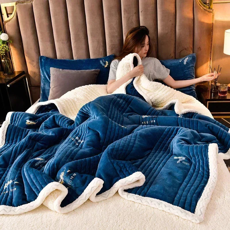 Couverture Douce et Chaude en Laine d'Agneau - Plaid Hiver Épais, Velours de Lait, Couverture Confortable pour Canapé et Lit - BLACKBEARD OUTDOOR INDUSTRIES