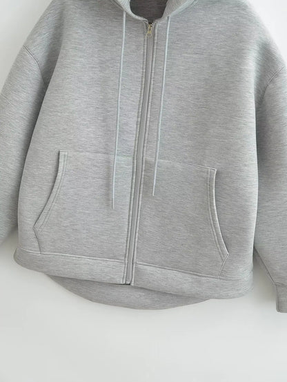 Veste à Capuche Grise femme - Manteau à Manches Longues avec Poches Spacieuses et Fermeture Éclair - Veste Décontractée et Légère pour Femme - BLACKBEARD OUTDOOR INDUSTRIES