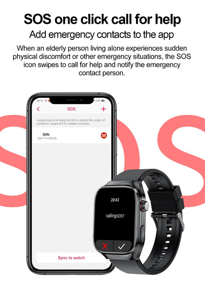 Montre Connectée Homme 2025 – Suivi Santé Avancé ECG+PPG – Surveillance Acide Urique & Lipides – Appels Bluetooth – Écran 2.04” AMOLED – Pour Android & iOS - BLACKBEARD OUTDOOR INDUSTRIES