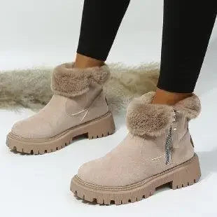 Bottes d'Hiver Femme 2024 - Bottes de Neige à Fourrure, Mi-Mollet, Imperméables et Chaudes, Bottes de Randonnée Extérieures pour Femme - BLACKBEARD OUTDOOR INDUSTRIES