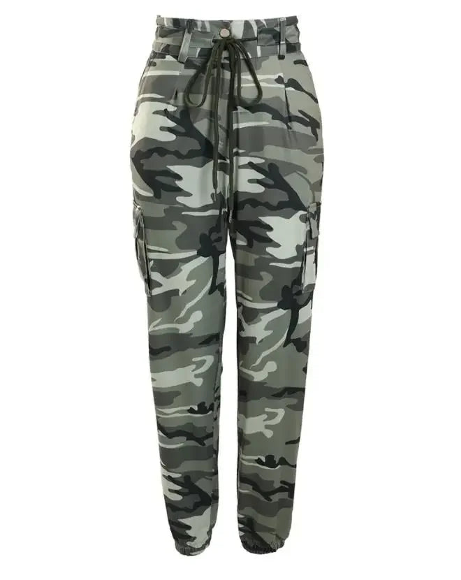 Pantalon Cargo Femme Imprimé Camouflage avec Cordon de Serrage et Poches – Style Safari Décontracté - BLACKBEARD OUTDOOR INDUSTRIES