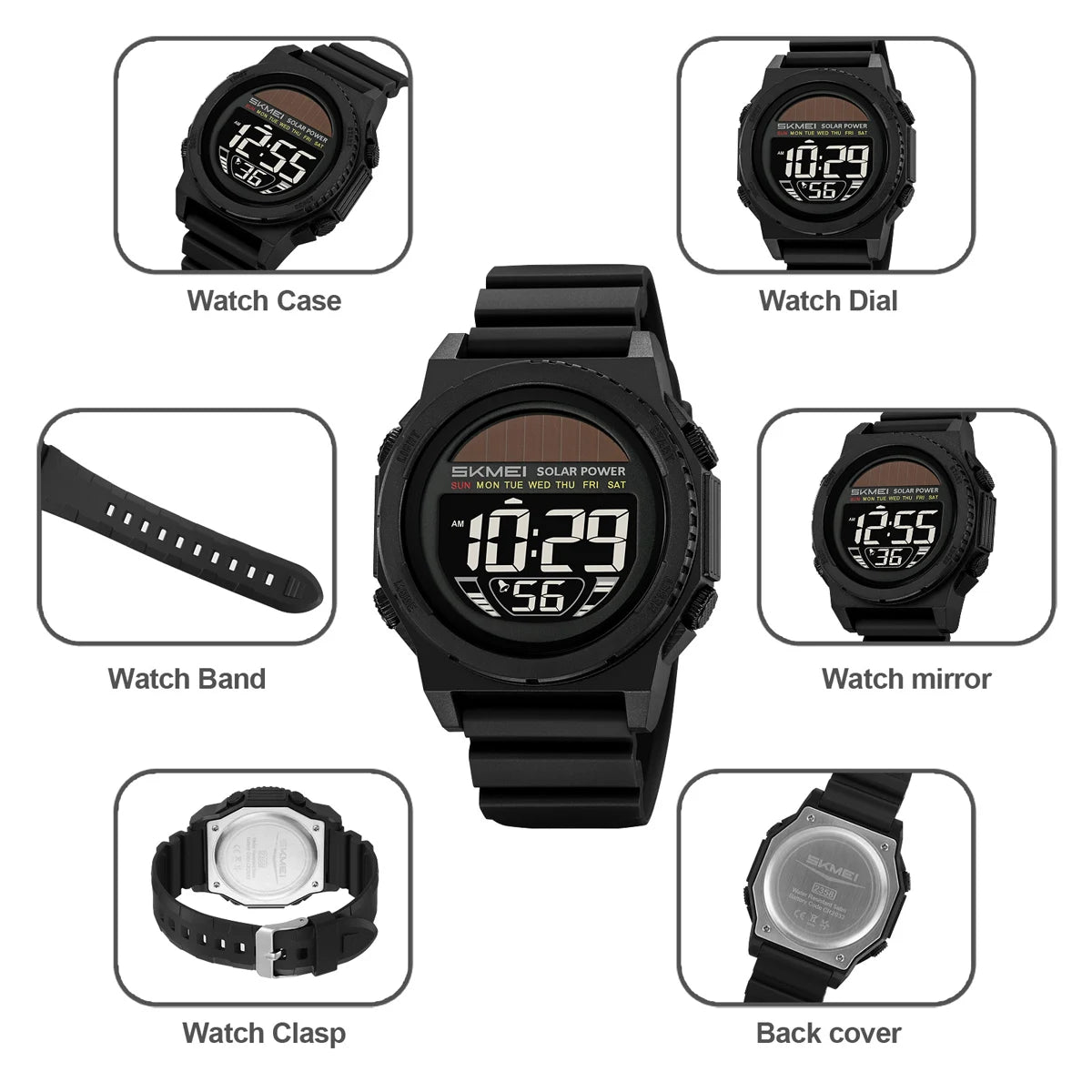 Montre Digitale Sportive Homme SKMEI 2358 – Énergie Solaire, Étanche 5Bar, Chronographe - BLACKBEARD OUTDOOR INDUSTRIES