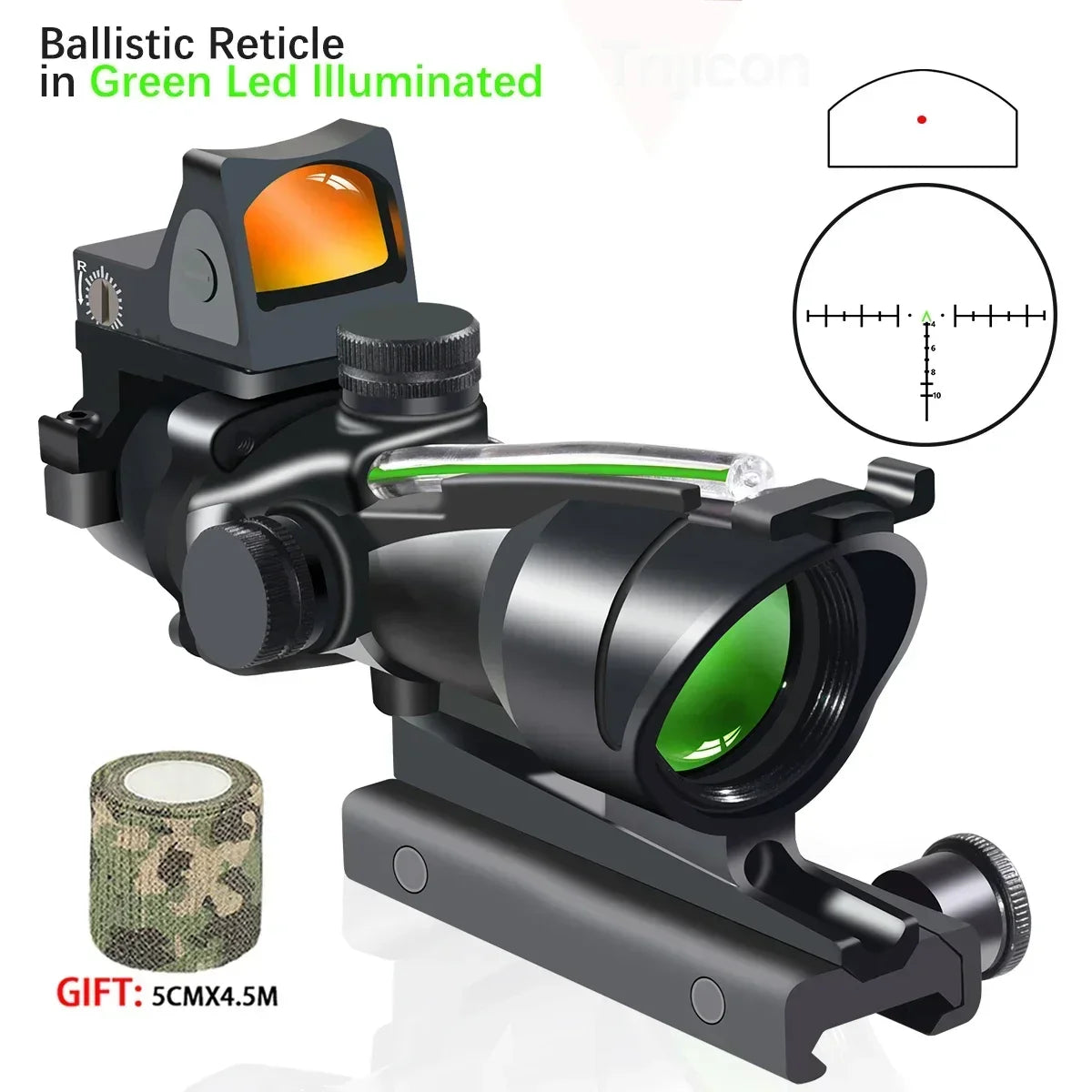 Lunette de Visée 4x32 Red Dot avec Fibre Optique - BLACKBEARD OUTDOOR INDUSTRIES