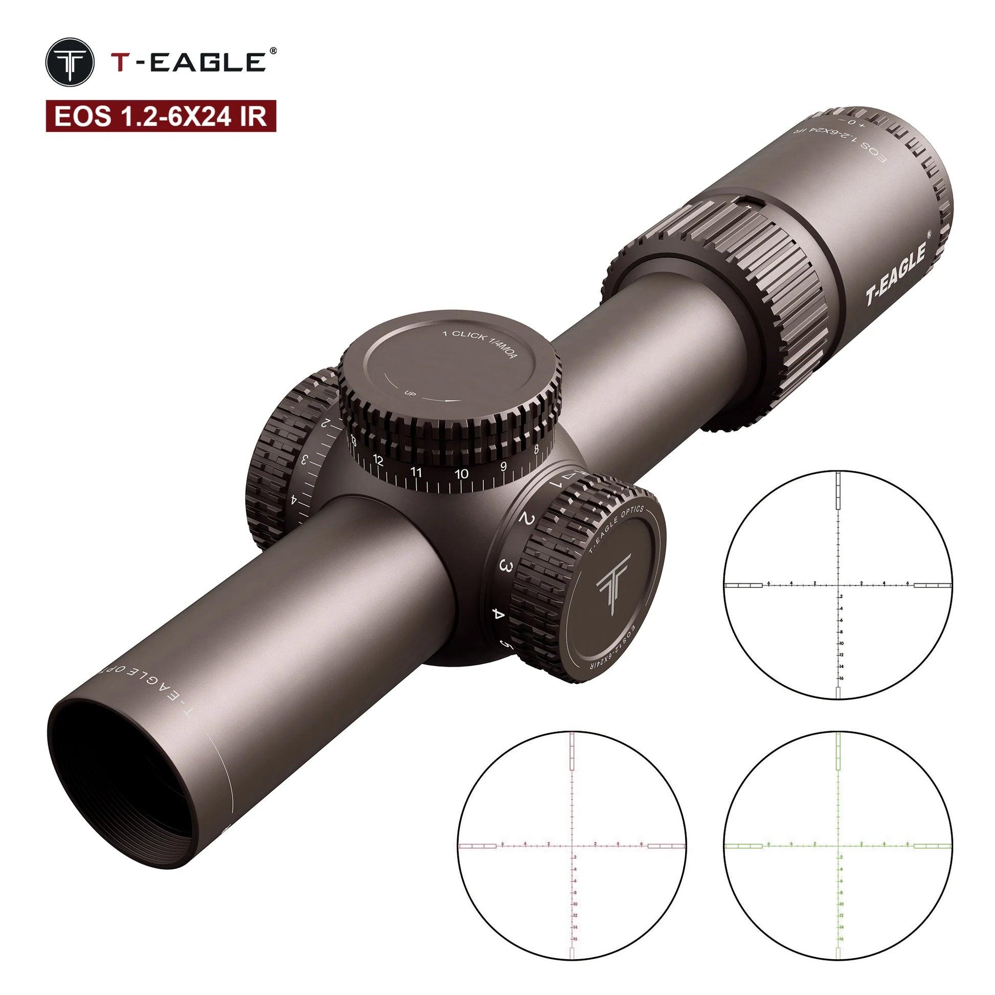 T-EAGLE EOS 1.2-6x24 IR - Lunette de Précision Tactique pour Fusil de Chasse avec Réticule Illuminé, Viseur Collimateur et Support Picatinny - BLACKBEARD OUTDOOR INDUSTRIES